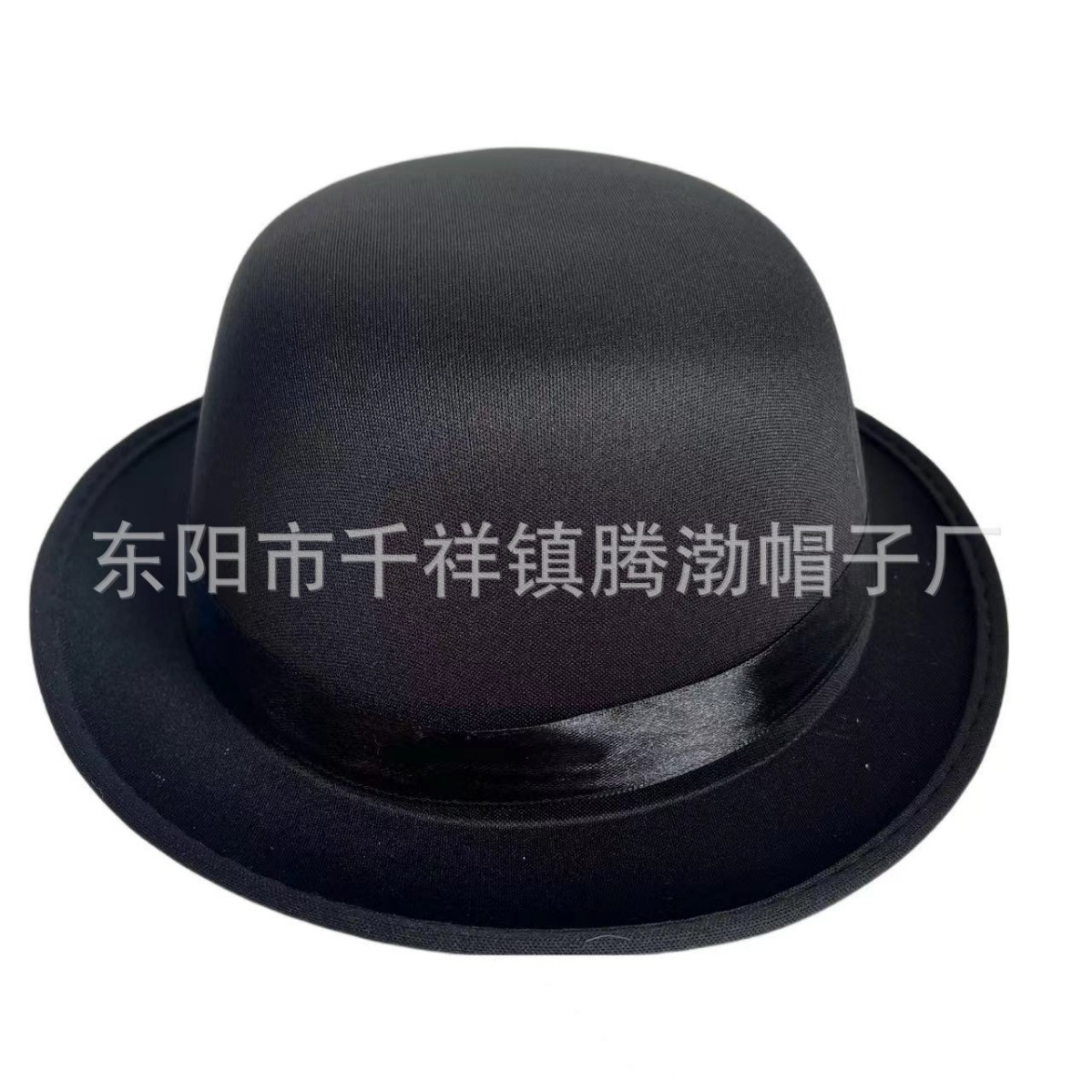 Tejido de punto negro transfronterizo pequeño sombrero redondo Compuesto de EVA que forma sombrero redondo logotipo imprimible fiesta Sombrero de bombín pequeño negro