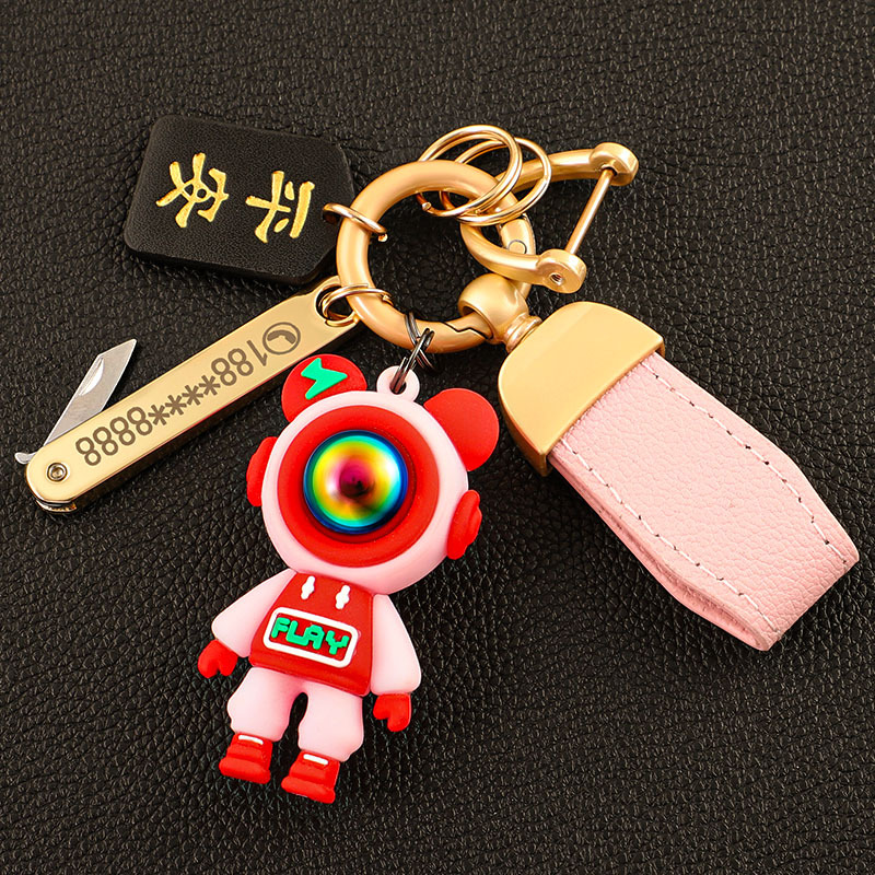 Llavero de coche transfronterizo osito INS macaron color violento llavero colgante bolso colgante llave
