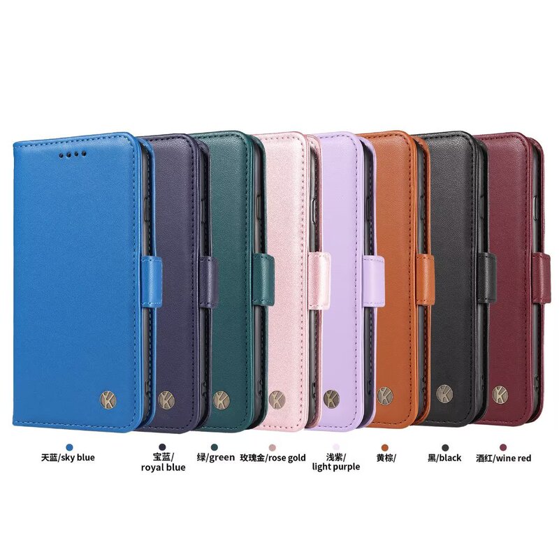 Suitable for Samsung S23 Mobile Phone Leather Case A24 Frosted Pure Color Card Wallet Holder Side Buckle Protective Cover A04E