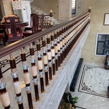 铝合金水晶玉石楼梯立柱批发别墅自建房平台围栏家用护栏扶手厂家