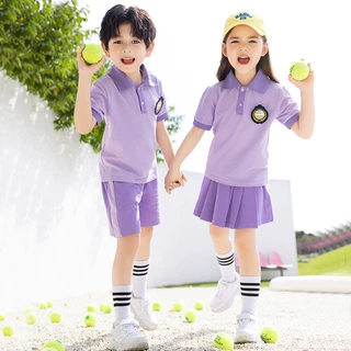 定制加工儿童短袖套装夏季POLO衫团体服装亲子装小学生班服校服园