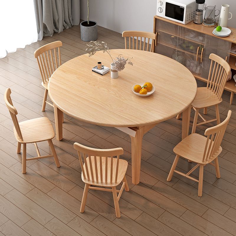 北欧全实木餐桌椅组合伸缩折叠餐桌小户型多功能家用两用可变圆桌
