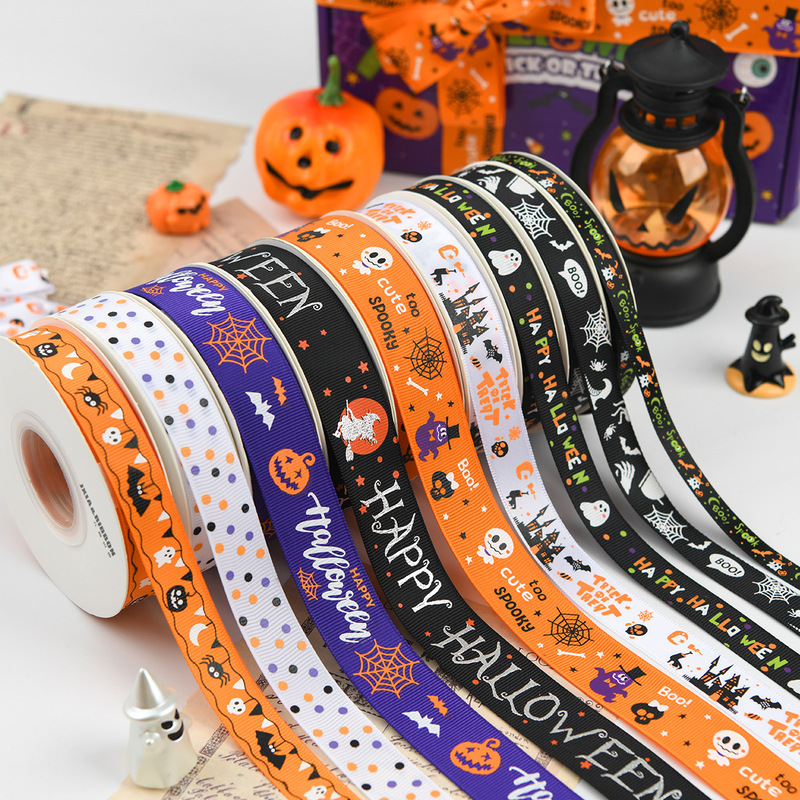 Halloween Decorative Ribbon Gift Wrap Ribbon Hair Accessories Bow Holiday Ribbon suit Thread Ribbon Cross Border