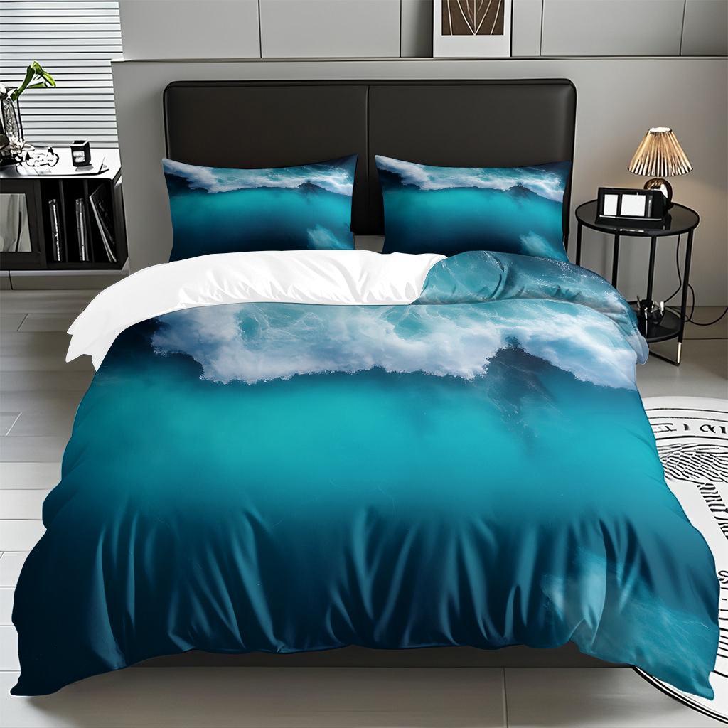 TEMU / JIT Amazonas textiles caseros transfronterizos hermosa vista al mar HD conjunto de edredón de impresión digital para diseñar