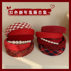 Summer High Crown New Year Red Velvet Headband Fashionable Headband Retro Hair Clip Christmas Hair Tie Head Accessory