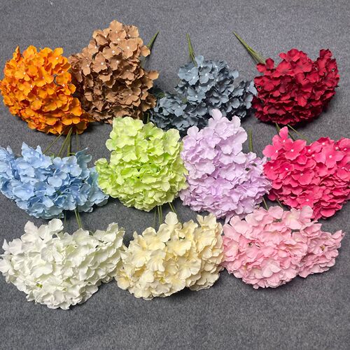 Simulation hydrangea bouquet single stem five-head hydrangea wedding photography macaron hydrangea