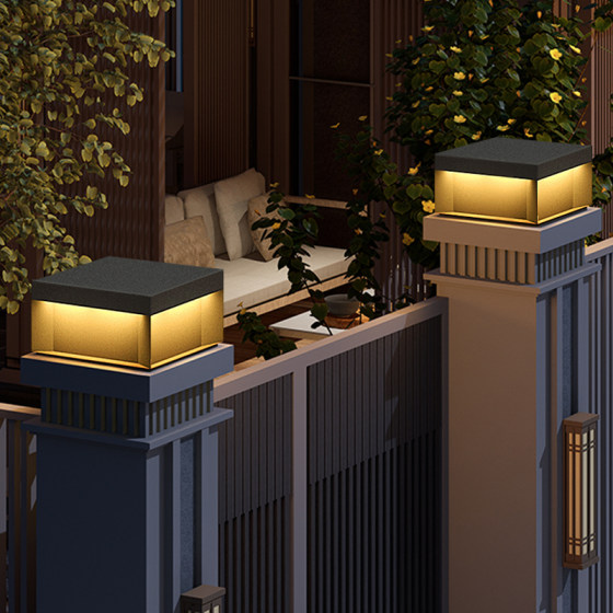 Outdoor Garden Lights Villa Door Two Sides Door Post Waterproof Garden Ambience Decoration New Solar Column Head Lights