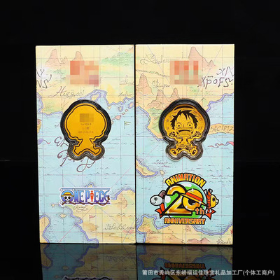 Zhou Same item One Piece series Monkey Monkey D Luffy Gold foil Phone stickers 20 Anniversary Cartoon Anniversary gift Red envelope