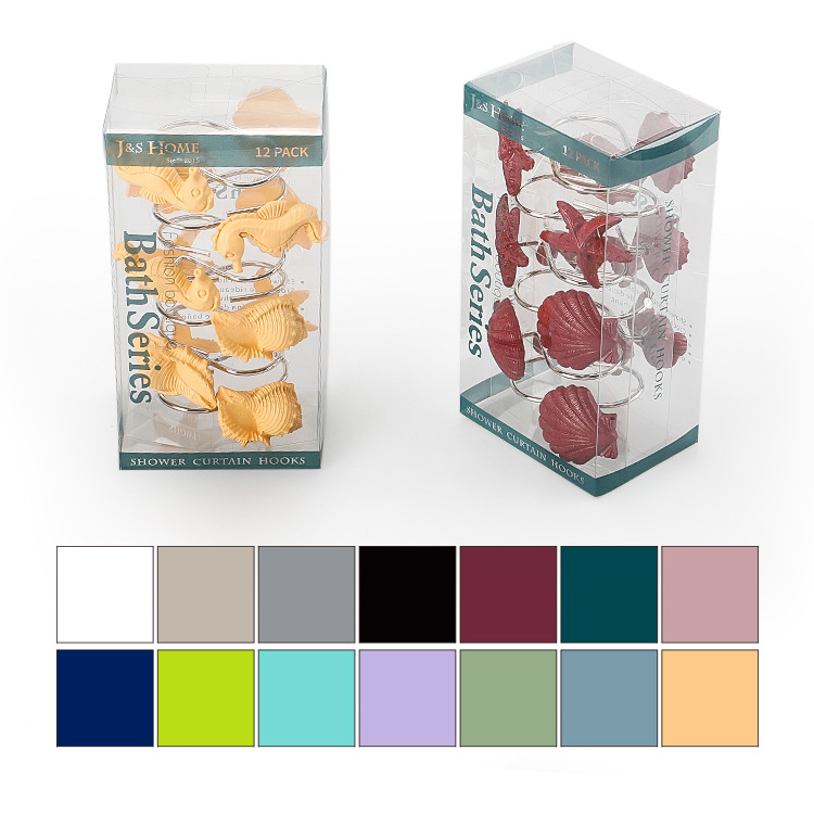 Cortina de ducha de resina hebilla de baño 12 piezas C-tipo gancho abierto cortina hebilla colgante anillo cortina partición puerta cortina Accesorios