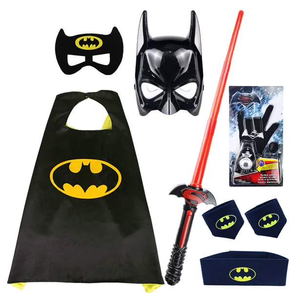 Halloween cape child hero cos batman cape cape luminous mask launcher sword toy suit