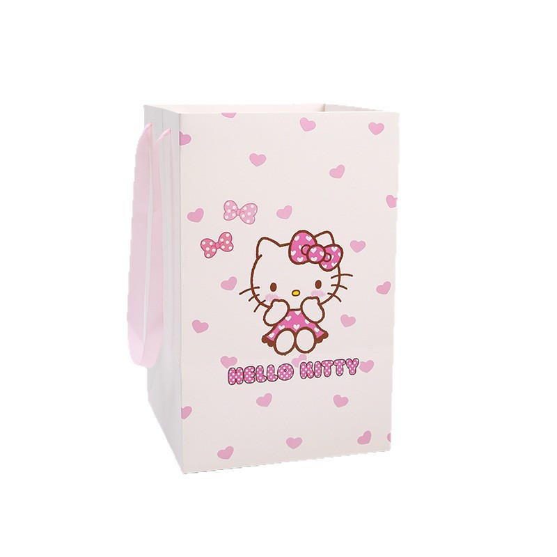 卓兰七夕节新品hello kitty鲜花手提袋冰淇淋桶专用手拎袋打包袋|undefined
