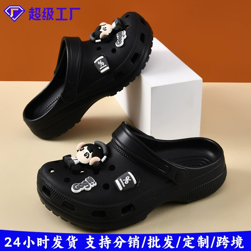 Оптовые кросс-звезды Crocs женские обувь на средней каблуке утолщенная подошва, пляжная обувь с мягкой подошвой, тапочки для носки