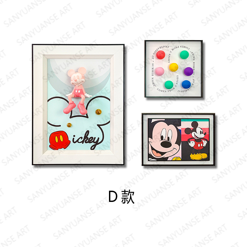 Pintura física tridimensional niño niña habitación pintura colgante dibujos animados Mickey Minnie pintura decorativa habitación infantil pintura creativa