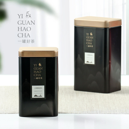 Hejing 125g tinplate can half a pound Pu'er tea green tea black tea national style creative square tea tin can
