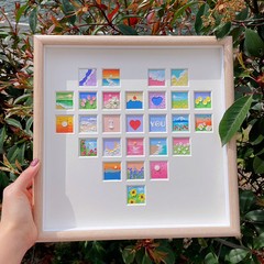 木質相框27孔立體愛心油畫棒裝裱畫框擺台擺件33框廠家批發