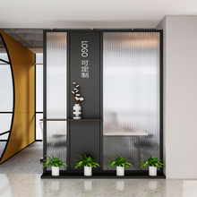 现代风形象墙座屏前台长虹隔断玻璃屏风背景入户办公室公司LOGO墙