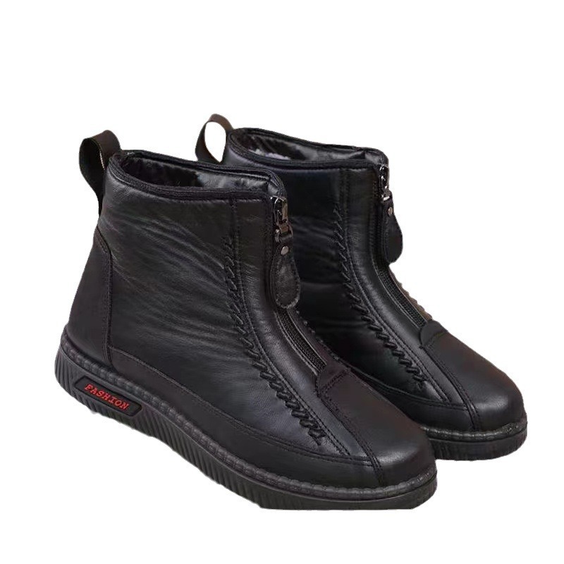Zapatos de algodón de madres de invierno de vello viejos zapatos de algodón de Beijing zapatos de abuela antideslizantes suaves gruesas botas de nieve cálidas de ancianos