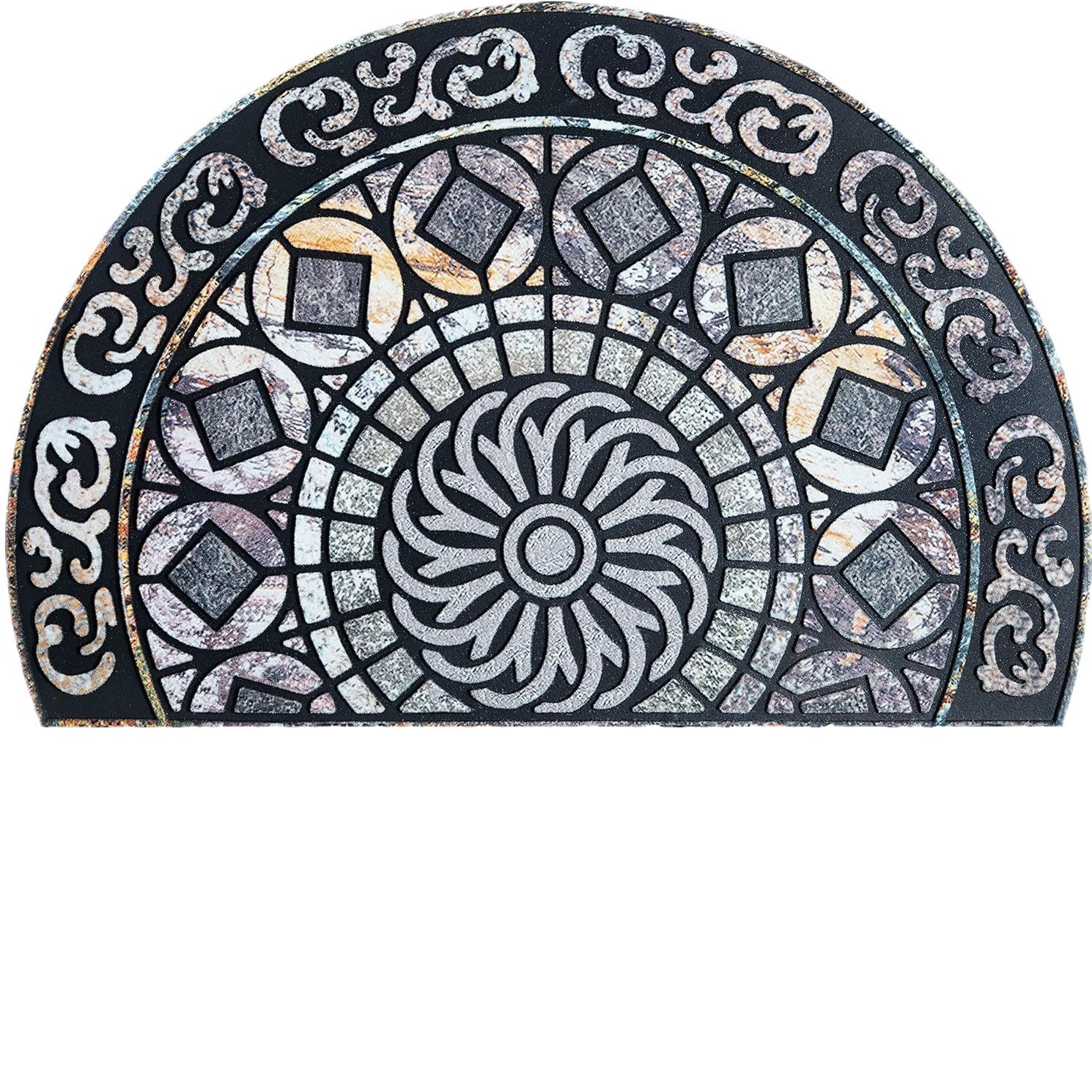 Tapete semicircular de diatomita, estilo americano, para entrada de casa, resistente à sujeira, fácil de limpar, absorvente e_voghion.com
