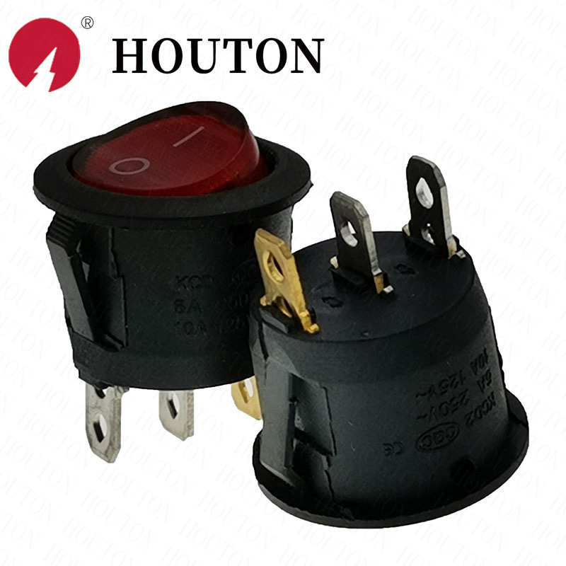 厂家供应船型开关 KCD2全圆形三脚带灯 直径23MM 翘板开关 KCD1