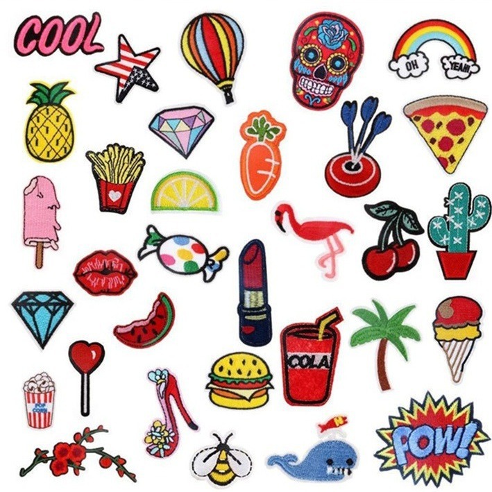 爆款果蔬绣花标菠萝西瓜造型绣花章刺绣布贴服装辅料饰品配件现货