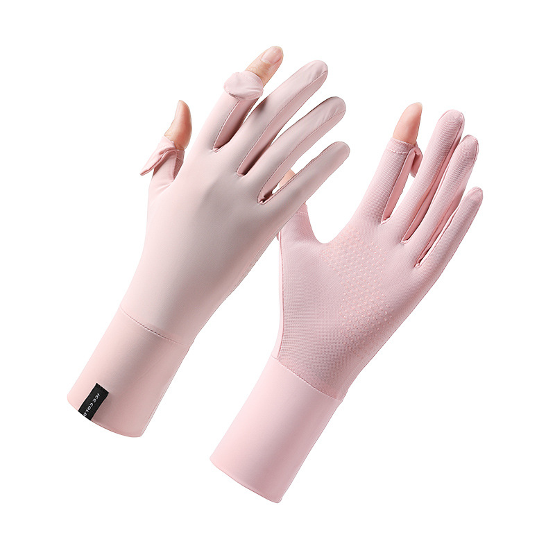 Guantes de protección solar para mujer de verano, sombra al aire libre, conducción, conductor de seda de hielo, deportes de conducción, guantes de seda de hielo cortos y ligeros