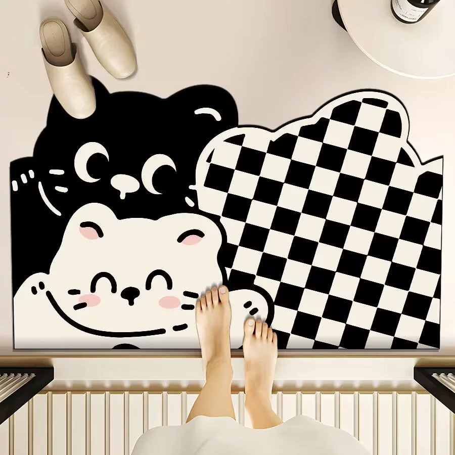 Решетчатая кошка диатомовая грязь стиль коврик для дома коврик для ванной комнаты