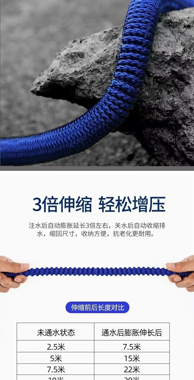 High-pressure car wash water gun, metal direct spray gun, magic telescopic hose, automatic retractable hose for watering flowers and washing