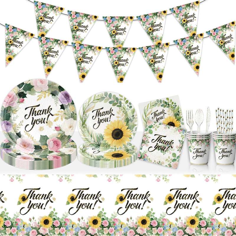 Amazon's New Thanksgiving Theme Birthday Party Tableware Disposable Tablecloth Paper Plate Paper Cup Decoration Decorations