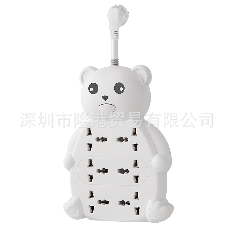 越南泰国菲律宾卡通熊插座智能转换排插伊朗埃及卡塔尔带线电插板