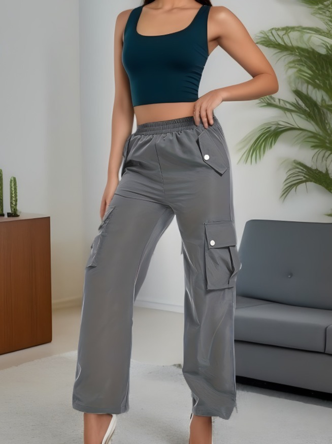 Pantalones de mujer de cintura alta, de pierna ancha y recta, para todas las estaciones, estilo ropa de trabajo, de la colección 2026 para sitios independientes de Amazon. image 6