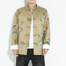 2021秋冬中国风男装鹿皮绒夹克外套宽松大码刺绣立领唐装一件代发