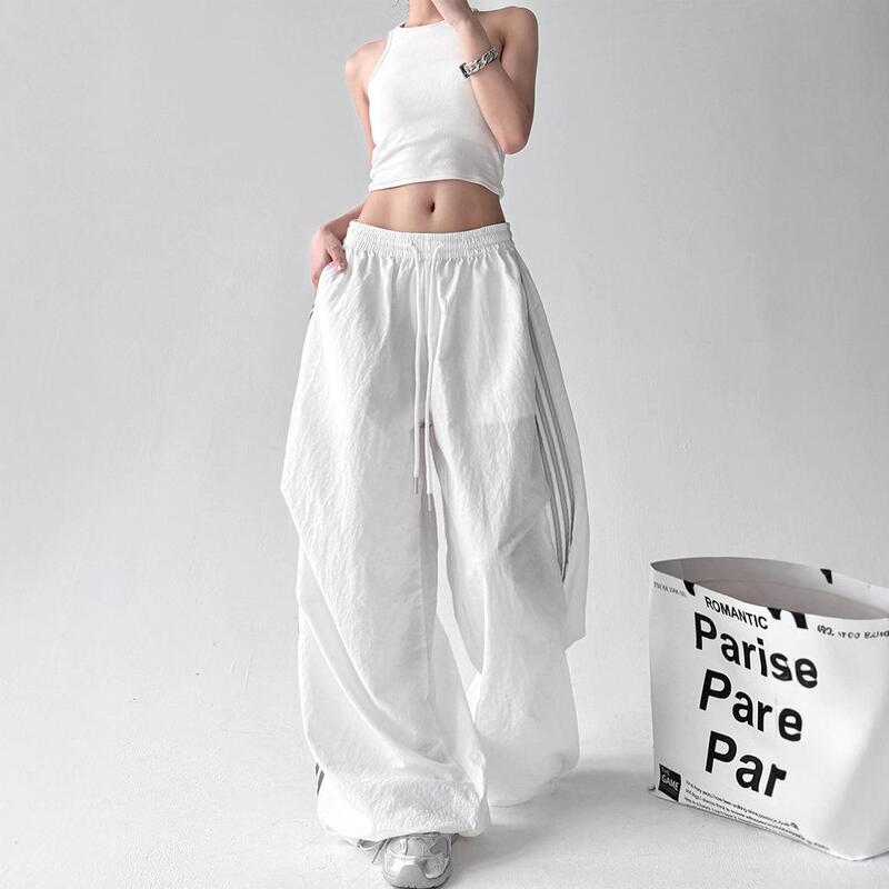 2025 Summer New American Style Cargo Pants for Women Retro Three-Stripe Sports Straight Summer Casual Jazz Dance Pants