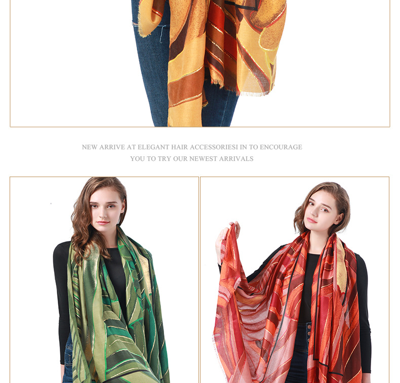 Cachecol com estampa de estampagem xale e faixa de cabelo_voghion.com