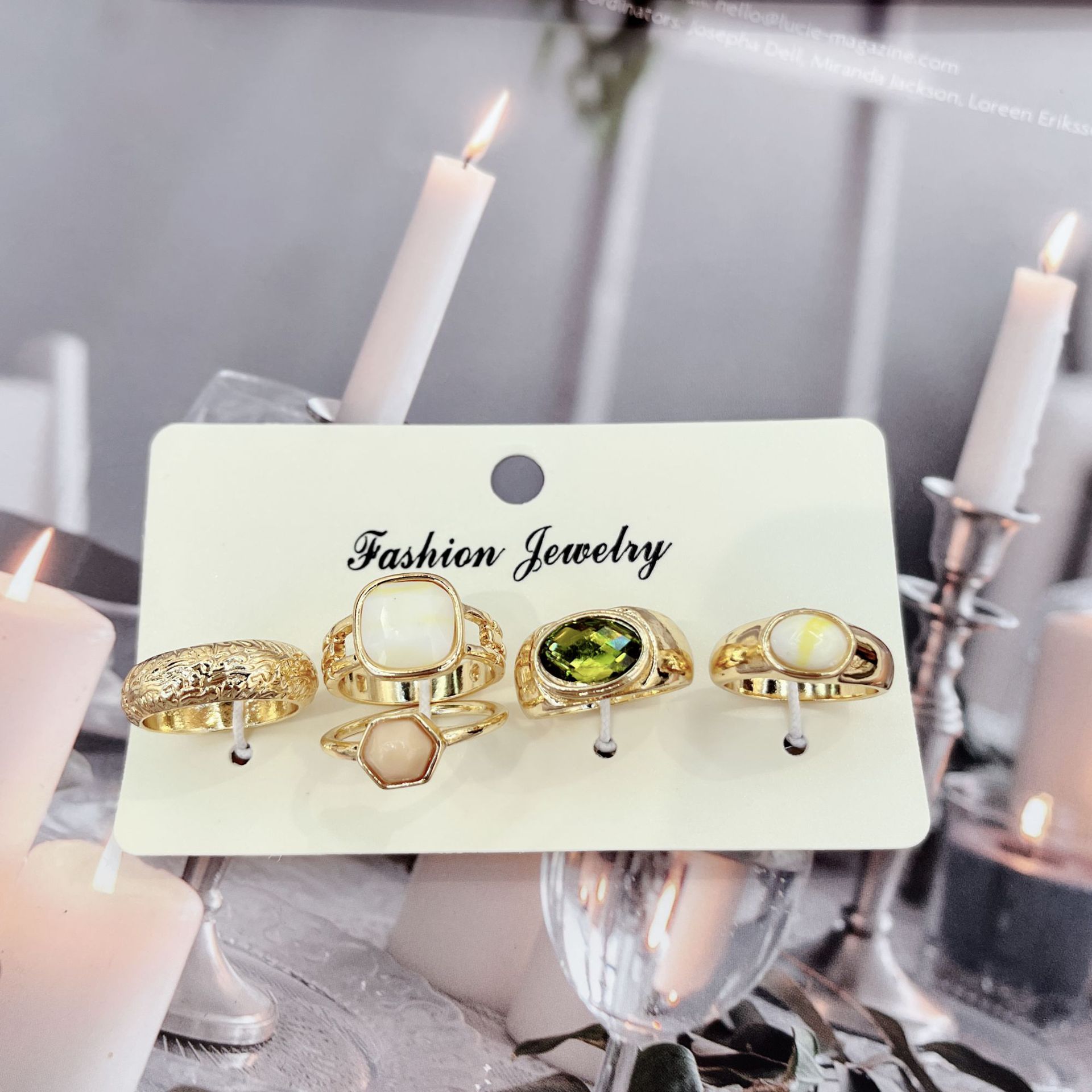 Alloy Material Geometric Pattern Women's Gender Plating Design Ethnic Style Geometric Alloy Plating Artificial Gemstones Women's Rings