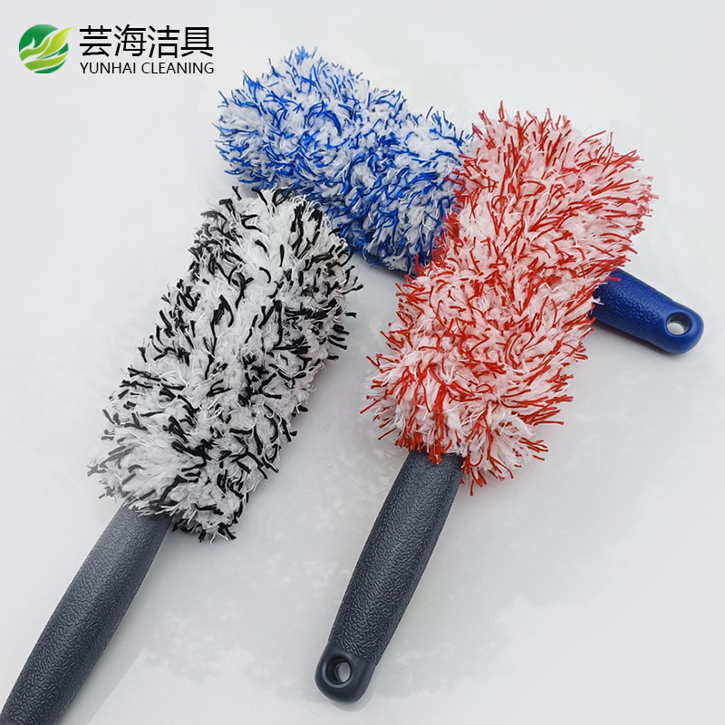 Microfiber cleaning long handle tire brush plush tire brush wheel brush car wash beauty supplies wholesale