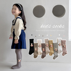 2023 Girls' Leggings Spring and Autumn Drawstring Double Needle Thin Version Outerwear Innerwear Cartoon Rabbit Bodysuit Children's Base Layer