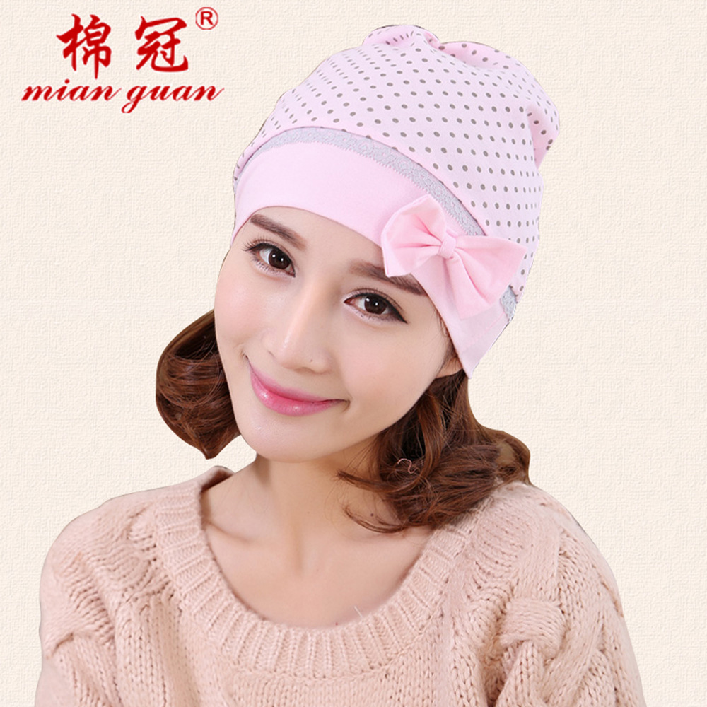 Postpartum hat, spring/summer, windproof, maternity headscarf, thin cotton, breathable, suitable for pregnant women, windproof hat with lace.