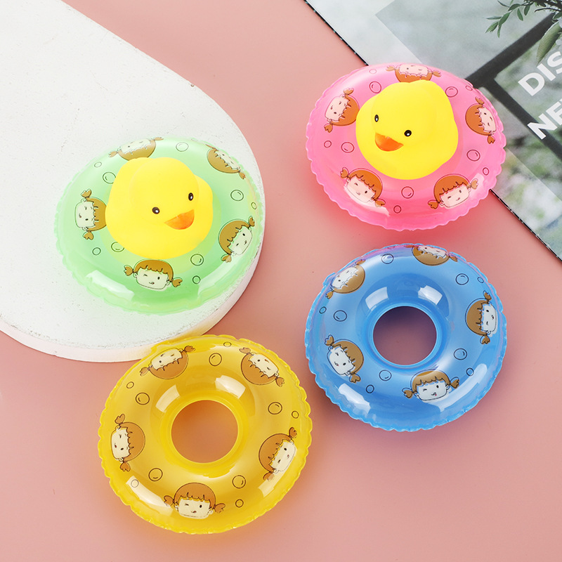 Children's Bathing and Water Toys No. 8 Little Yellow Duck Accessories Mini Swimming Ring Swimming Wholesale Cartoon