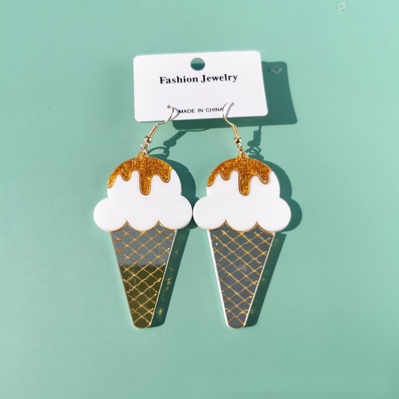 European And American Fashion Acrylic Egg Ice Cream Lemon Strawberry Earrings display picture 4