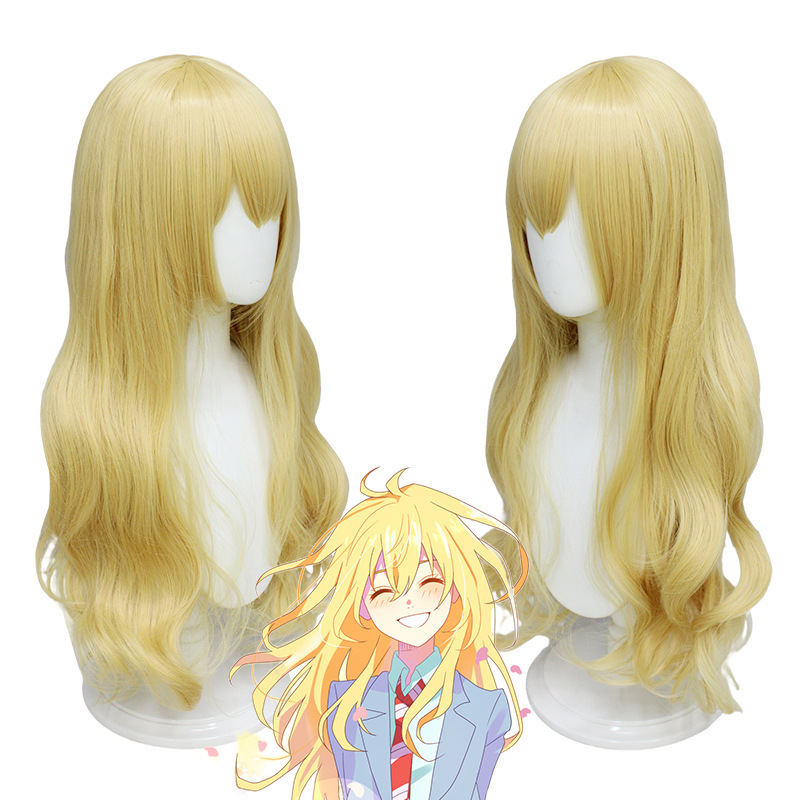 April is your lie palace garden smoked cos wig simulation scalp cartoon cosplay blonde curls