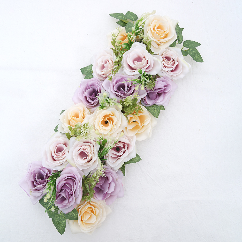 Flor de boda flor de simulación de boda tira larga aterrizaje T-Plane Road flor de guía de arco transfronterizo escena decoración flor de fila