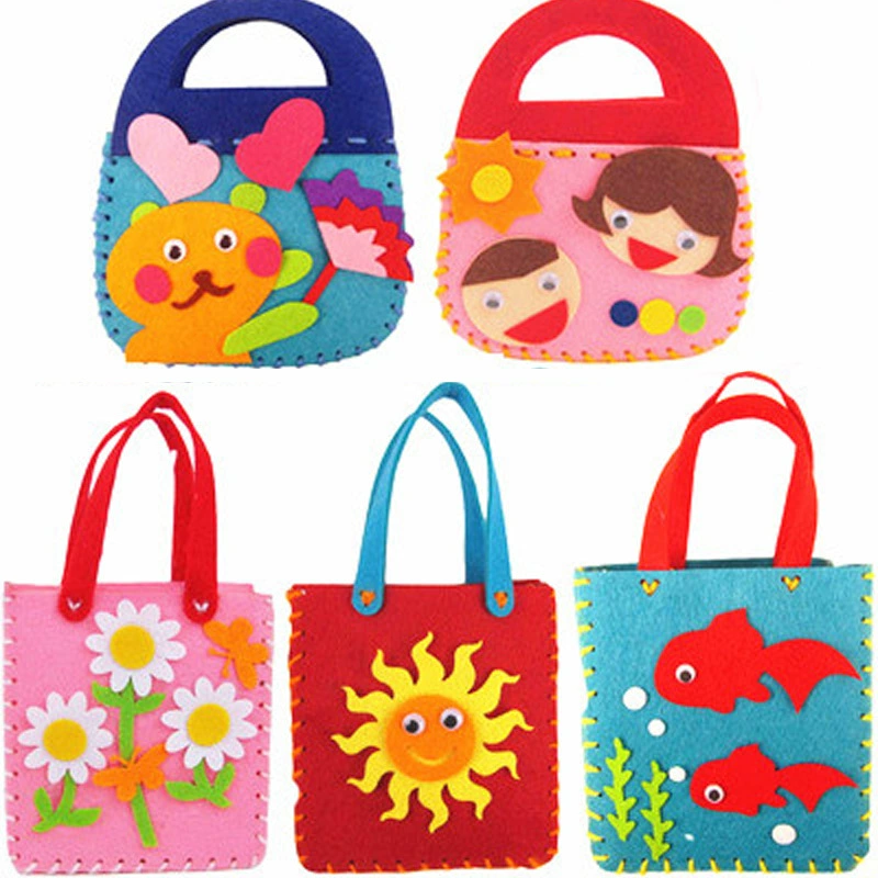 Felt Non-Woven Craft Bag Kit, DIY Handmade Purse Materials, 15×19 cm, Kids Craft Set
