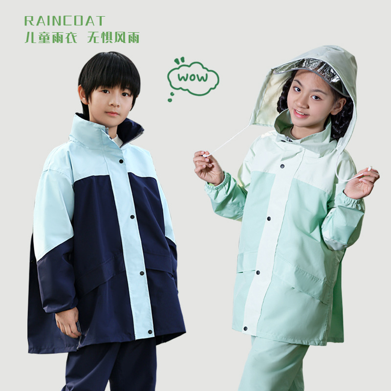 Impermeable para niños, traje de pantalón de lluvia, impermeable de cuerpo completo, estudiantes de primaria y secundaria van a la escuela, niños y niñas, mochilas escolares para niños grandes, poncho al por mayor