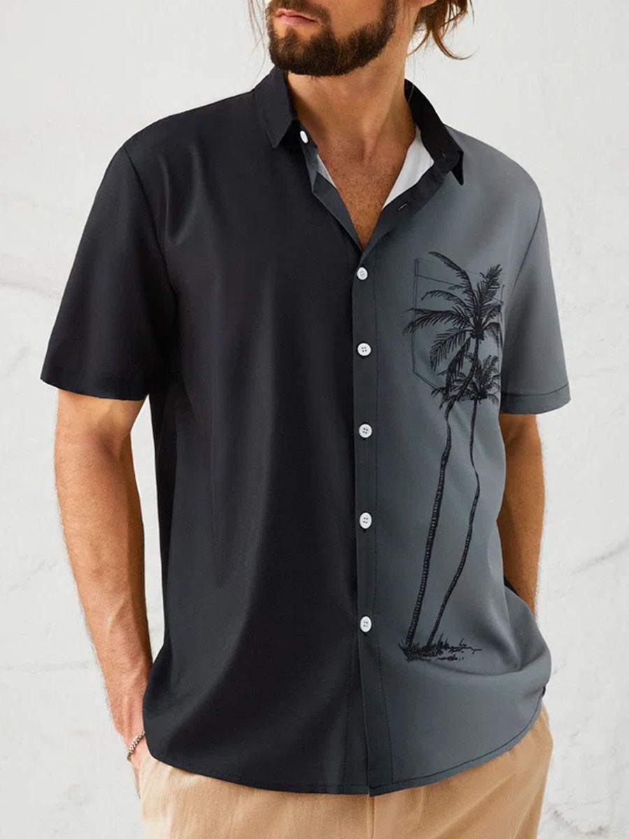 2023 nuevos hombres Hawaii europeo y americano ropa de los hombres impresión 3D del comercio exterior los hombres manga corta floja delgada camisa casual