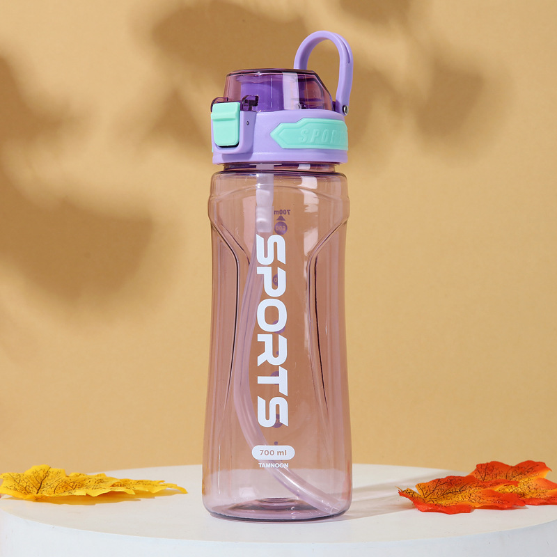 Nuevo tipo transfronterizo simple de plástico transparente con cubierta portátil taza de agua deportiva taza de espacio taza de agua fría taza de fitness taza de agua