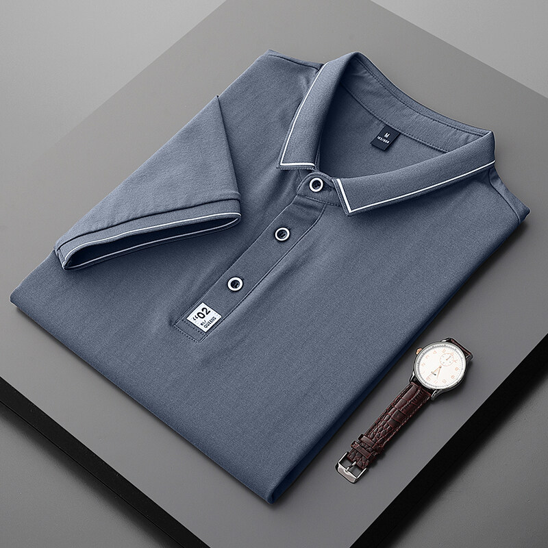 Polo de algodón de manga corta para hombre, estilo coreano, con solapa, color liso, camiseta informal de negocios, camisa base fina de media manga.