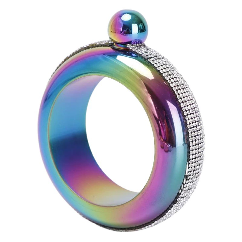 304 нержавеющая сталь палка бриллиантовый браслет хип фляжка Дамы 3,5 унции круглый позолоченный браслет бутылки ликера хип фляжка оптом