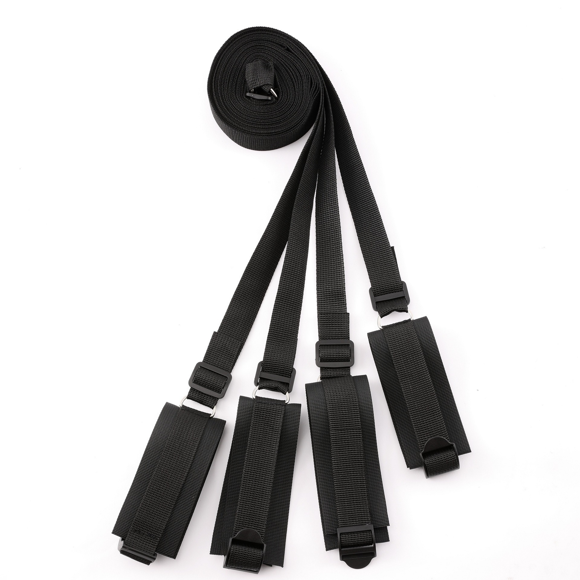 Leather Bed Restraint Strap Set for Role-Play Bonding Training, Black — detail image 3