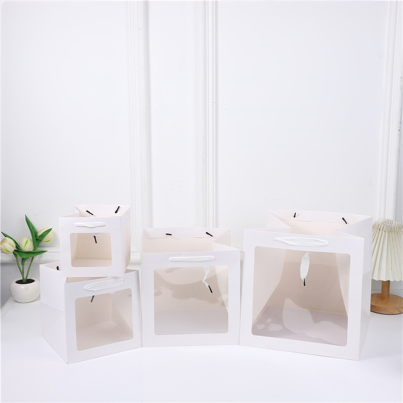 Square Gift Bag Window Portable Gift Bag Transparent Doll Holiday Gift Bag Teacher's Day Gift Packaging Bag Wholesale Square Gift Bag Window Portable Gift Bag Transparent Doll Holiday Gift Bag Teacher's Day Gift Packaging Bag Wholesale