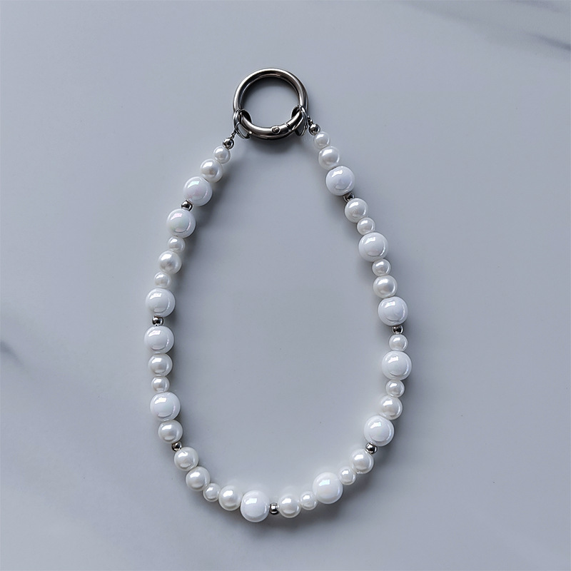 GLD-SL376-01 진주 스틸 와이어 팔찌-흰색 다채로운 비드. png